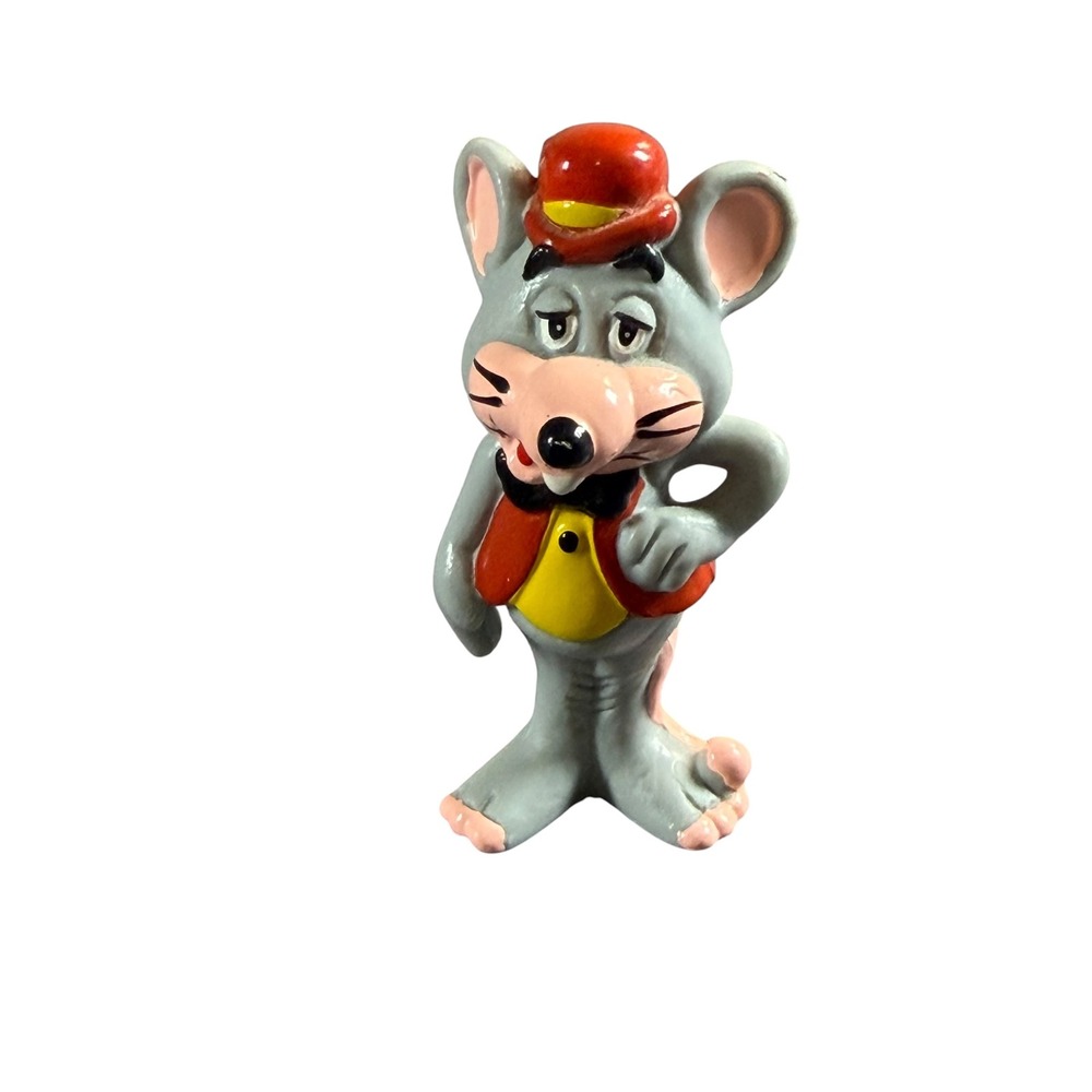Vintage 1985 Chuck E Cheese ShowBiz Pizza Time PVC Figure Mascot Toy 80s Grey